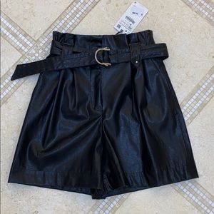 NWT Zara Faux Leather Bermuda Short